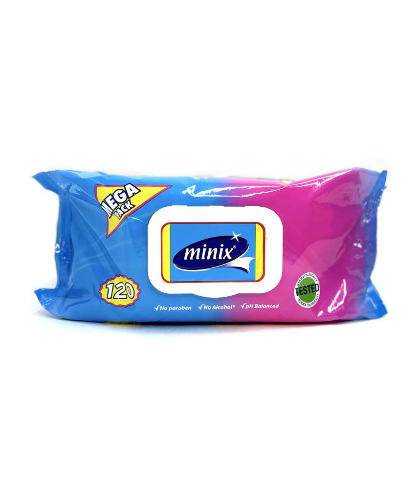 Minix - მინიქს, სველი ხელსახოცი, 120 ცალი