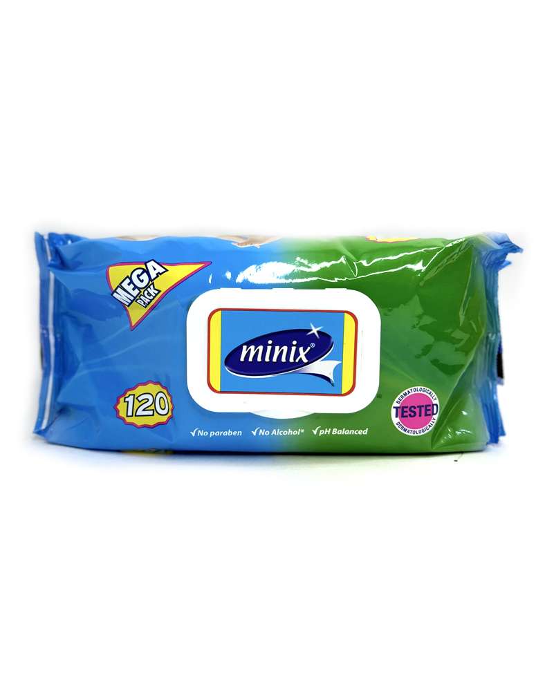 Minix - მინიქსი, სველი ხელსახოცი, 120 ცალი