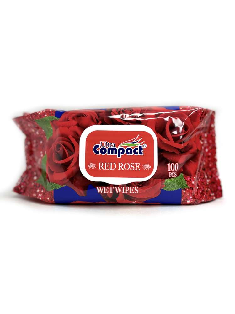 Compact - კომპაქტი, სველი ხელსახოცი, ულტრა, ვარდი, 100 ცალი