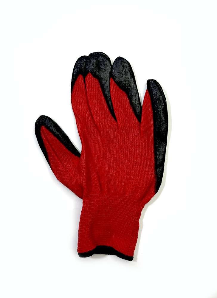 მუშის ხელთათმანი, წითელი შავში