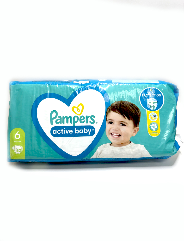 Pampers - პამპერსი, ბავშვის საფენი,  6 ზომა, 13-18 კგ, 52 ც