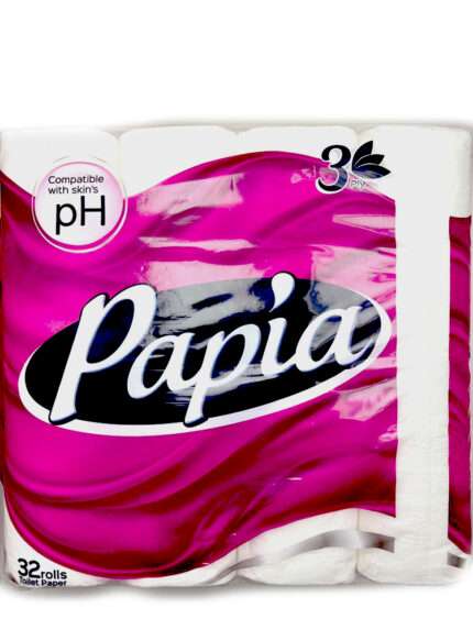 Papia – პაპია, ტუალეტის ქაღალდი, თეთრი, 32 ცალი