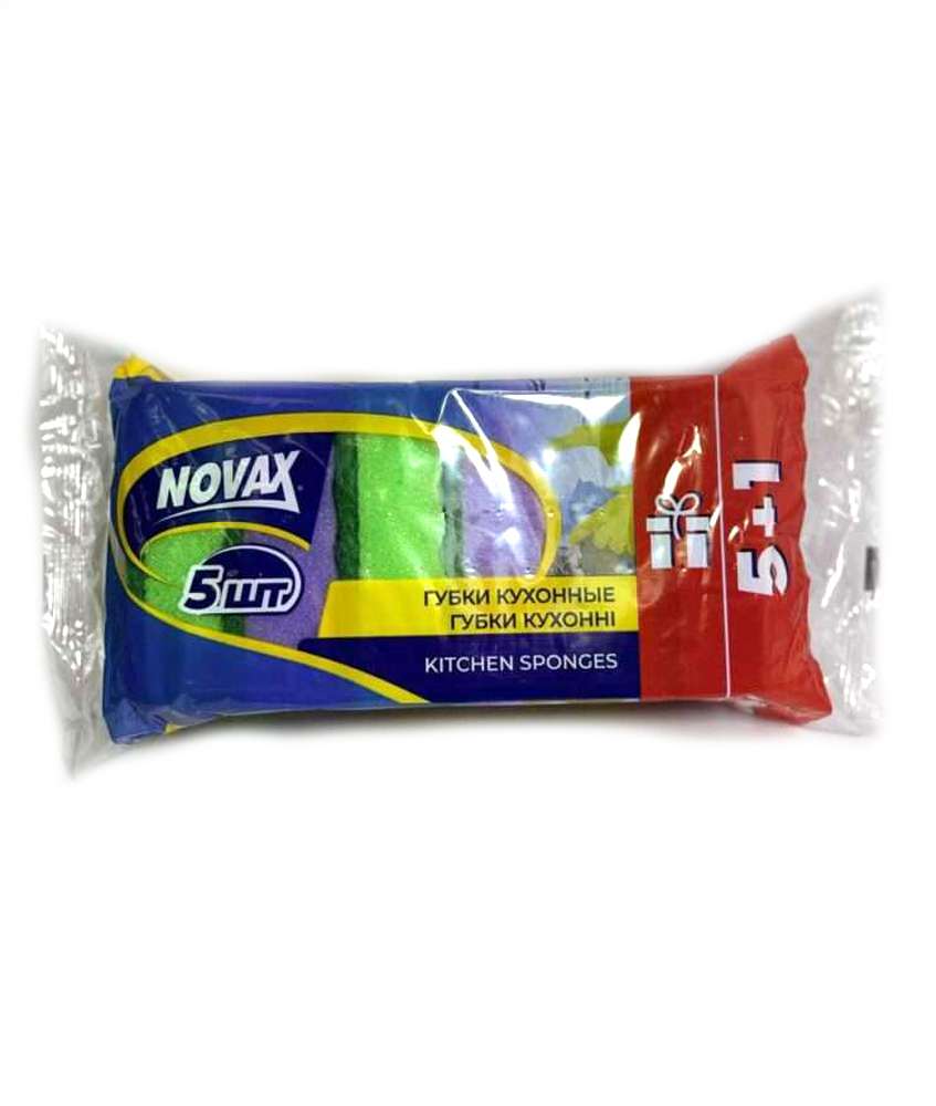 Novax - ნოვაქს, ჭურჭლის სარეცხი ღრუბელი, 5+1ც