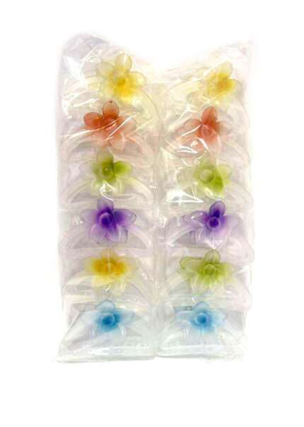 თმის სამაგრი, ყვავილის ფორმით, გამჭირვალე, 12ც.