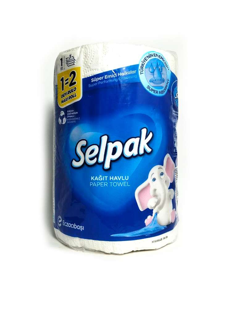 Selpak - სელპაკი, სამზარეულოს ხელსახოცი მეგა როლი 1=2ც, 3 ფენა*12ც