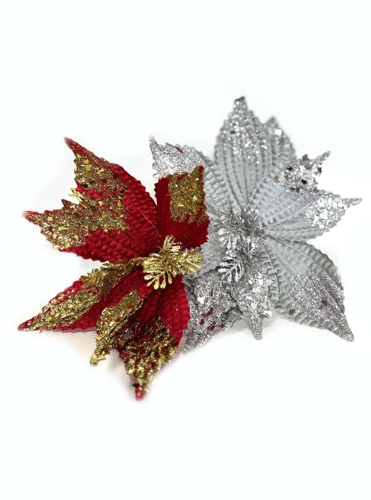 ნაძვის ხის დეკორი ყვავილი სახვადასხვა ფერებში