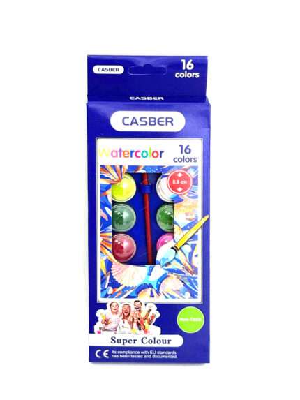 საბავშვო აკვარელის საღებავების ნაკრები CASBER Super Colour -16  ფერი
